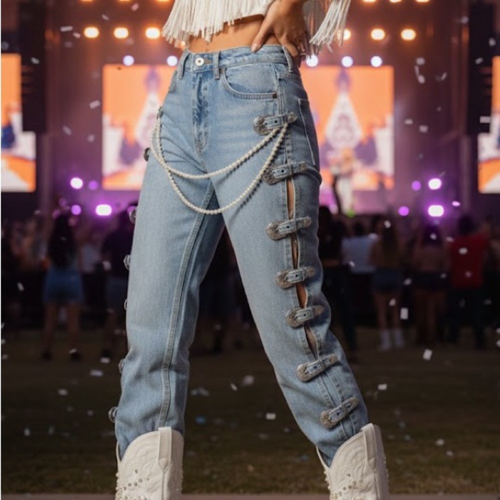 TopShop Buckle Bleached Jeans